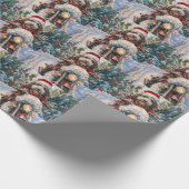 Bernedoodle Hond Rijden Motorfiets Kerstmis Cadeaupapier (Hoek)