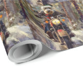 Bernedoodle Hond Rijden Motorfiets Kerstmis Cadeaupapier (Rol Hoek)