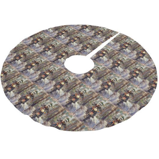 Bernedoodle Hond Rijden Motorfiets Kerstmis Kerstboom Rok (Gekanteld)