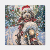 Bernedoodle Hond Rijden Motorfiets Kerstmis Magneet (Voorkant)