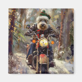 Bernedoodle Hond Rijden Motorfiets Kerstmis Magneet (Voorkant)