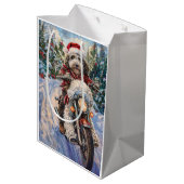 Bernedoodle Hond Rijden Motorfiets Kerstmis Medium Cadeauzakje (Achterkant Gekanteld)