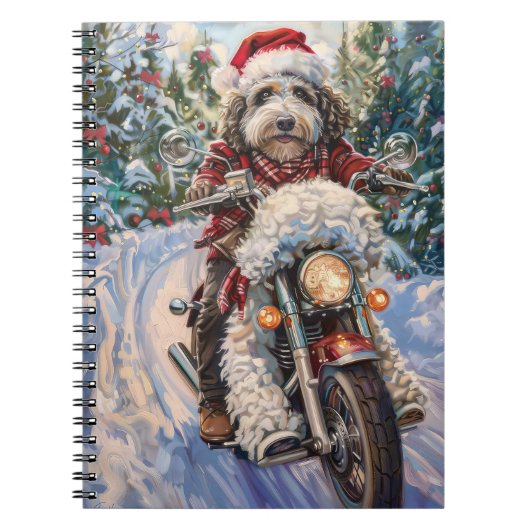 Bernedoodle Hond Rijden Motorfiets Kerstmis Notitieboek (Voorkant)