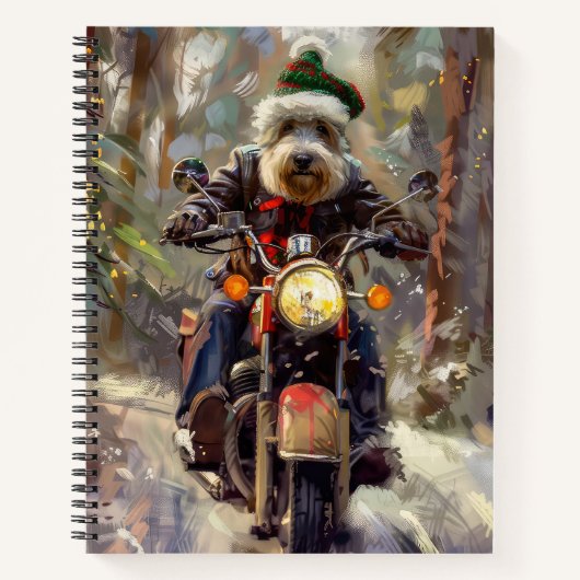 Bernedoodle Hond Rijden Motorfiets Kerstmis Notitieboek (Voorkant)