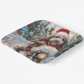 Bernedoodle Hond Rijden Motorfiets Kerstmis Papieren Bordje (Gebogen)