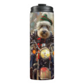 Bernedoodle Hond Rijden Motorfiets Kerstmis Thermosbeker (Voorkant)