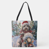 Bernedoodle Hond Rijden Motorfiets Kerstmis Tote Bag (Voorkant)