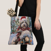 Bernedoodle Hond Rijden Motorfiets Kerstmis Tote Bag (Dichtbij)