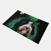 Bernedoodle hond rijdt op fiets St. Patrick's Day Deurmat (Schuin)