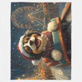 Bernedoodle Hond Roller Coaster Kerst  Fleece Deken (Voorkant)