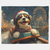 Bernedoodle Hond Roller Coaster Kerst  Fleece Deken (Voorkant (Horizontaal))