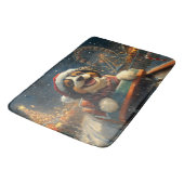 Bernedoodle Hond Roller Coaster Kerstmis  Badmat (Gekanteld)