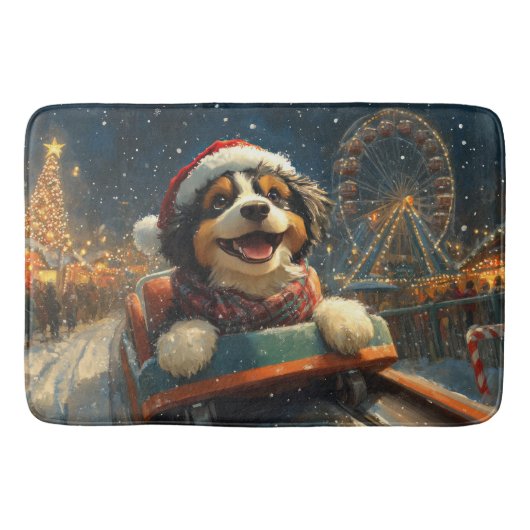 Bernedoodle Hond Roller Coaster Kerstmis  Badmat (Voorkant)