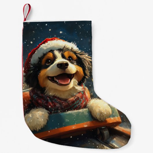 Bernedoodle Hond Roller Coaster Kerstmis  Kleine Kerstsok (Voorkant)