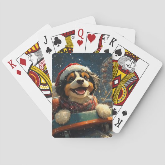 Bernedoodle Hond Roller Coaster Kerstmis  Pokerkaarten (Achterkant)