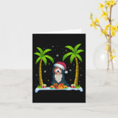 Bernedoodle Hond Santa Hat Palm Tree Beach Xmas Pa Kaart (Gele Bloem)