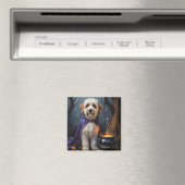 Bernedoodle hond speelse Halloween-schildering Magneet (Insitu (Vaatwasser))