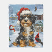 Bernedoodle Hond Winter Wonderland Kerstmis Fleece Deken (Voorkant)