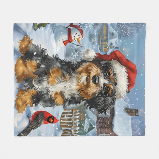Bernedoodle Hond Winter Wonderland Kerstmis Fleece Deken (Voorkant (Horizontaal))