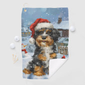 Bernedoodle Hond Winter Wonderland Kerstmis Golfhanddoek (Insitu)