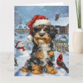 Bernedoodle Hond Winter Wonderland Kerstmis Kaart (Voorkant)