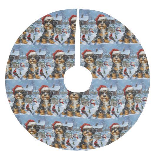 Bernedoodle Hond Winter Wonderland Kerstmis Kerstboom Rok (Voorkant)