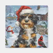 Bernedoodle Hond Winter Wonderland Kerstmis Magneet (Voorkant)