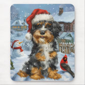Bernedoodle Hond Winter Wonderland Kerstmis Muismat (Voorkant)