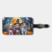 Bernedoodle Honden Pompoen Halloween Grappig Bagagelabel (Achterkant horizontaal)