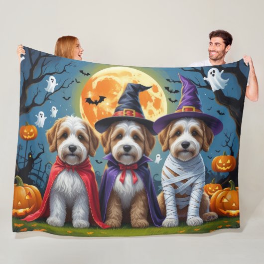 Bernedoodle Honden Pompoen Halloween Grappig Fleece Deken (In situ)