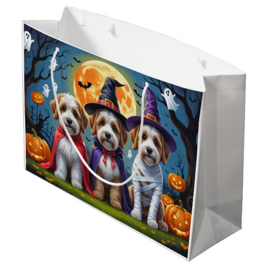 Bernedoodle Honden Pompoen Halloween Grappig Groot Cadeauzakje (Achterkant Gekanteld)