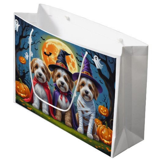 Bernedoodle Honden Pompoen Halloween Grappig Groot Cadeauzakje (Voorkant Gekanteld)