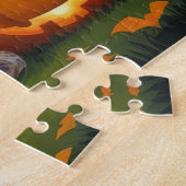 Bernedoodle Honden Pompoen Halloween Grappig Legpuzzel (Zijkant)