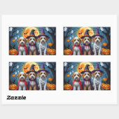 Bernedoodle Honden Pompoen Halloween Grappig Rechthoekige Sticker (Vel)