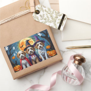 Bernedoodle Honden Pompoen Halloween Grappig Rechthoekige Sticker