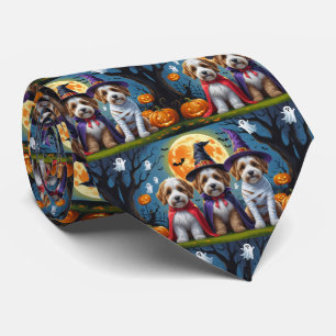 Bernedoodle Honden Pompoen Halloween Grappig Stropdas
