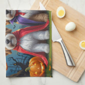 Bernedoodle Honden Pompoen Halloween Grappig Theedoek (Quarter Fold)