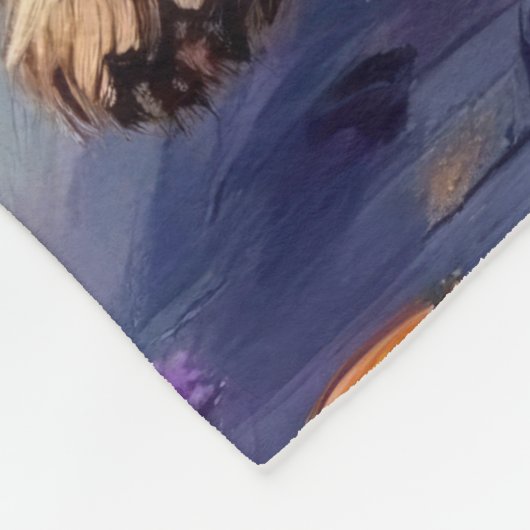 Bernedoodle Honden Trick-or-Treating in Halloween  Fleece Deken (Hoek)