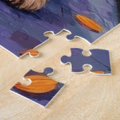 Bernedoodle Honden Trick-or-Treating in Halloween Legpuzzel (Zijkant)