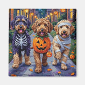 Bernedoodle Honden Trick-or-Treating in Halloween  Magneet (Voorkant)