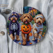 Bernedoodle Honden Trick-or-Treating in Halloween  Ronde Button 6,0 Cm (In situ)