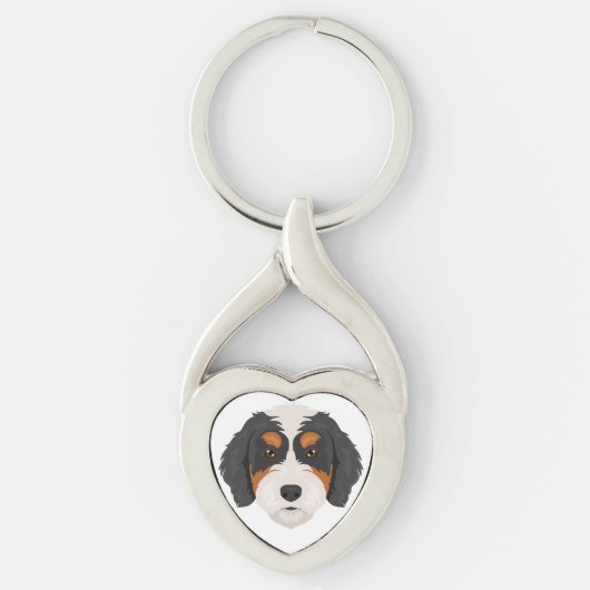 Bernedoodle hondenmix sleutelhanger (Voorkant)