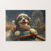 Bernedoodle Hondenroller Onderzetter Kerst Legpuzzel (Horizontaal)