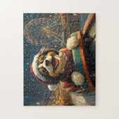 Bernedoodle Hondenroller Onderzetter Kerst Legpuzzel (Verticaal)