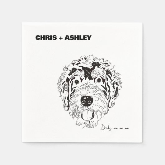 Bernedoodle Huisdier hond Cocktail Servet voor bru (Voorkant)