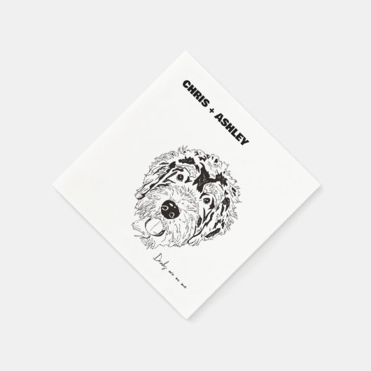 Bernedoodle Huisdier hond Cocktail Servet voor bru (Hoek)