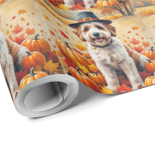 Bernedoodle in de herfst verlaat de Thanksgiving Cadeaupapier (Rol Hoek)