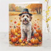Bernedoodle in de herfst verlaat de Thanksgiving Kaart (Gele Bloem)