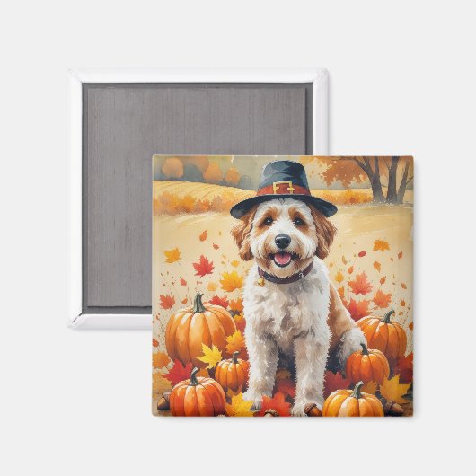 Bernedoodle in de herfst verlaat de Thanksgiving Magneet (Voorkant / Achterkant)