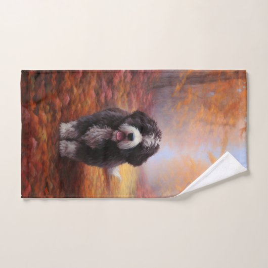 Bernedoodle in Herfstbladeren Herfst Inspire Bad Handdoek (Handdoek)
